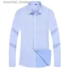 Herrklänningsskjortor 4xl 5xl 6xl 7xl 8xl stor storlek Men's Business Casual Longepleid Shirt White Blue Black Smart Male Social Dress Shirts For Plus L230921