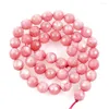 Beads Natural Stone Cut Surface Pink Marble Loose For Jewelry Making Needlework DIY Bracelet Strand 4-12 MM