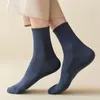 Chaussettes pour hommes 96% pur coton 5 paires/lot haute qualité affaires antibactériennes longues épaisses décontracté respirant automne hiver