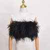 Womens Fur Faux Length 20cm 100% natural ostrich hair bra underwear womens fur coat real 230921