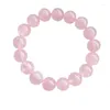 Strand Roze Roos Poeder Kristal Kwarts Natuursteen Streche Bedelarmband Elastisch Koord Pulserase Sieraden Kralen Liefhebbers Vrouw Cadeau