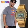 SKMEI mode montre de Sport décontractée hommes bracelet en acier inoxydable affichage LED montres 3Bar étanche montre numérique reloj hombre 1123217Z