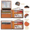 Para Klipler İki katlı cüzdan ince basit karbon fiber kontrast renk RFID engelleme deri fermuar para torbası erkek cüzdan q230921