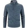 メンズセーター冬のフリース厚いセーターハーフジッパータートルネックウォームプルオーバー品質雄のスリムニットウールスプリング230921