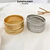 Link Bracelets Enthic Alloy Bracelet Retro Set Female Golden Glossy Hand Chain Bangle Jewelry 10pcs/Set Pulsera Magnetica Mujer