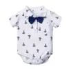Clothing Sets born Boy Outfits Anchor Print Suit Party Short Bow Hat Birthday Dress Infant Kid 3 6 9 12 18 24 Months 230920