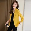 Costumes pour femmes Mode Femmes Travail Porter Blazer Rouge Jaune Noir Dames Veste Femme À Manches Longues Bouton Unique Automne Hiver Manteau Formel