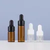 Atacado 100 peças 3ml 5ml frasco conta-gotas de vidro transparente recipiente de amostra 1ml 2ml mini âmbar óleo essencial perfume minúsculo portátil ll