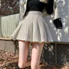Zweiteiliges Kleid Neues Herbst- und Winter-Retro-Einreiher-Karo-Tweed-Mantel + kurzer Rock mit hoher Taille Zweiteiliges Set Damen-Wollrock-Sets