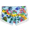 Men's Swimwear 2023 Brand Men Swimsuit Vintage Prints Boxer Shorts Polyester Spandex Low Waist Quick Drying Breathable Swim Trunk Sexy