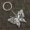 Średnica mody 30 mm kluczowy pierścień metalowy łańcuch kluczowy biżuteria z brelokiem Antique Srebrny Plekowany Butterfly 60 48 mm wisiorek242W