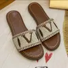 Slides Designer Flat Sandals Luxury Slippers Womens Embroider Sandal Fashion Flip Flop Letter Slipper For Women Summer Beach Slide Ladies Low Heel Fashion Shoes 237