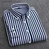 Chemises habillées pour hommes Chemises habillées pour hommes rayé à manches longues printemps automne Smart décontracté affaires Slim Fit formel chemise pour hommes bleu blanc L230921