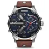 Montre homme DZ Quartz Sport de plein air armée montres grand cadran calendrier bracelet en cuir Relogio Masculino230q