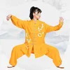 Roupas étnicas Moda Gingko Bordado Tai Chi Artes Marciais Roupas Femininas Exercício Manhã Sportswear Respirável Pérola Algodão Tang Terno