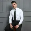 Herrklänningsskjortor 4xl 5xl 6xl 7xl 8xl stor storlek Men's Business Casual Longepleid Shirt White Blue Black Smart Male Social Dress Shirts For Plus L230921