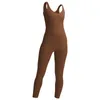 LU-1449 Women Yoga Jumpsuit Double-sided Buff Nude Nylon High Elastic Yoga Outfit Sports Fitness Jumpsuit