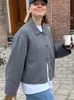 女性Sジャケットビンテージソリッドクロップドウールウールジャケット女性2023長袖ラペルショートコート
