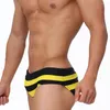 Costumi da bagno da uomo Strisce a contrasto Uomo Slip da bagno Nuoto sexy Cerniera aperta Sport Beach Pantalone Costume da bagno maschile Costume da bagno Surf