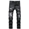 Mens Jeans Men Paisley Bandana Print Patch Streetwear Patchwork Holes Ripped Stretch Denim Pants Slim Straight Biker Byxor 230920