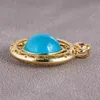 Mavi agate içi boş değerli taş aslan kolye kolye mobil kolye kolyeler döner kolye 14 k altın mezuniyet zinciri moda mücevher takı kadın mücevher mücevher mücevherler