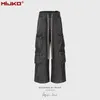 Gradient Ribbons Multi-Pockets Drawstring Jeans For Men Haruku Streetwear Baggy Y2k Denim Trousers Oversized Cargos 21