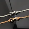 Collier de luxe pour femmes, bracelet de créateur, bijoux d'amour, pendentif sans fin, double chaîne, bracelets de luxe pour dames, argent 925, chaud-7