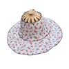 Breda randen hattar 2 i 1 bambu vikande fläkthatt för kvinnor flicka hand hållen resande sommardans 240r