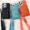 Étuis de téléphone de portefeuille de concepteur en cuir pour iPhone 15 Pro Max 14 13 12 11 Fashion Bandoulière Bandoulière Couverture de luxe Mobile Shell Porte-carte Poche Sac à main Lanyard Case