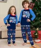 Passende Familien-Outfits, Weihnachten, passender Familien-Pyjama, Weihnachts-Pjs-Set, Papa, Mama, Kinder, Kind, Tochter, Sohn, Kleidungsset, Langarm, blauer Buchstabe 2023, T230921