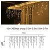 Lumières de glaçons solaires extérieurs 3M 128led 5m 256led 10m 300led Icicle rideau de rideau léger avec un jardin éloigné de Noël