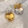 Kolczyki Dangle Dwa tony serce Bowknot dla kobiet urocze kawaii minimalistyczna luksusowa biżuteria projektantka 2023