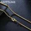 Kedjor Bayttling 925 Sterling Silver 16 18 20 22 24 26 28 30 Inch 2mm Golden Snake Chain Necklace For Woman Man Wedding Gift Jewel2466