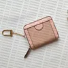 Trendy Interlocking Card Holder For Women's Small Leather Good Coated Canvas Card Purse made with Genuine Leather Trim