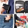 Clipes de dinheiro Bi-Fold Carteira Slim Simples Fibra de Carbono Contraste Cor RFID Bloqueando Couro Zipper Coin Bolsa Carteira Masculina Q230921