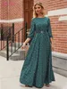 Basic Casual Jurken S.FLAVOUR Vrouwen Bloemen Gedrukt Casual Lange Jurken Elegant O-hals 34 Mouwen Boho Maxi Vestidos 230920