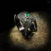 Cluster-Ringe, exquisiter böhmischer Stil, schwarzes Gold, unregelmäßige Farbe, Zirkon-Ring, 925er Silber, Schmuck, Hochzeit, Damen