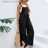 Kobiety Jumpsuits Rompers vintage bawełniany lniany kombinezon kobiety 2023 Casual Solid Button szerokopasmowe spodni z kieszeniami Summer Loose kombinezon Rompers L230921