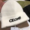 Celinf Herbst/Winter gestrickte große Marken-Designer-Beanie/Totenkopf-Kappen gestapelte Baotou-Buchstabe gerippte WollmützeFBXN