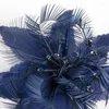 Broches bleu marine fait à la main plume fleur broche fleurs artificielles Plumas broche pince à cheveux pour femmes fille coiffure avec plumes