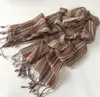 Scarves Fashion Men's Cotton And Linen Striped Brown Scarf Long Shawl Japanese Unisex Style 230921