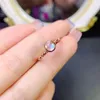 Cluster Rings Natural Moonstone Ring 925 Silver Certified 5x5mm Blue And White Gemstone Girl's Holiday Gift Free Product