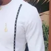 Vêtements ethniques T-shirt de mode musulmane pour hommes Dashiki traditionnel Dubaï Tops à manches longues Imprimer Vêtements africains Thobe Mâle Musulman 252y