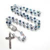 Colar brincos conjunto cottvorosário pulseira jóias azul contas de oração corrente st. benedict exorcismo medalha fátima crucifixo cruz chalet