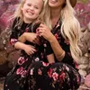 Family Matching Outfits Plus Size 2023 New Floral Print Family Matching Dress Women Girls Holiday Wear Mommy and Me Clothes Maxi Dresses Long Vestidos T230921