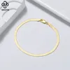 Charm Bracelets Rinntin 18K Gold Sterling Silver Italian 3mm Flexible Flat Herringbone Chain Bracelet for Women Party Bangle Jewelry SB107 230921