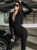 Kobiety Jumpsuits Rompers Long Sleeve Damie V-dhands Sexy Bodysuit Czarna kobieta kombinezon dla kobiet dla kobiet sportowych fitness Kobiet Jumpsuits Elegan L230921