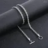 Chains 6/7MM Stainless Steel Twisted Chain Thick Necklace For Men Women Simple Rope With Love OT Clasp Jewelry Trendy Gifts