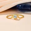 Bröllopsringar attagems ring runda 4 0mm 10k 14k 18k Real Gold AU585 Chiain för kvinnors jubileumsförsäljning Fina smycken gåva 230921