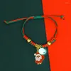 Charm Armbanden Kerst Handgemaakte Geweven Lichtgevende Armband Voor Vrouwen Kerstman Sneeuwpop Herten Bell Boom Hoed Sieraden